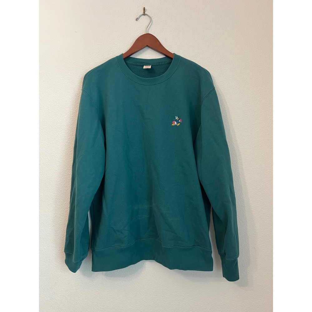 Disney Donald Duck Embroidered Teal‎ Green Crewneck Sweatshirt